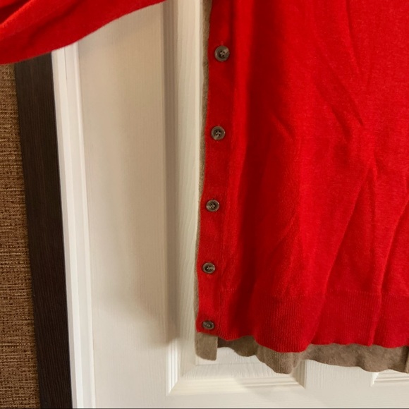 J.Crew Red/Tan Side Button Colorblock Sweater size XS - Picture 6 of 9